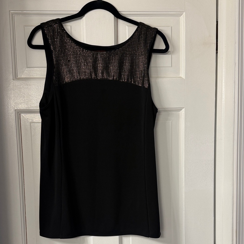 Narciso Rodriguez Black Sleeveless Tank with Metallic Sequins